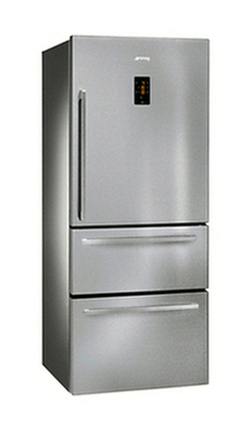 Smeg FT41BXE 3-Door American Style Fridge Freezer, A+ Energy Rating, 75cm Wide, Stainless Steel